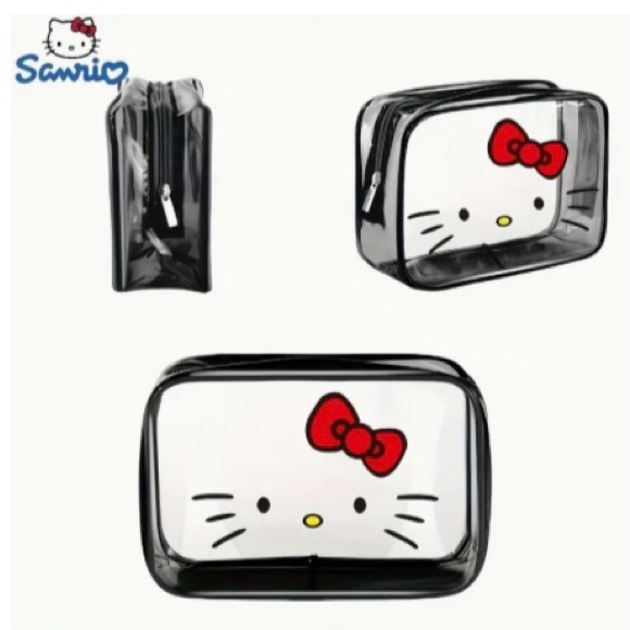 Sanrio HELLO KITTY Cosmetic bag Transparent with black trim. Listing is for 1 - Picture 3 of 4
